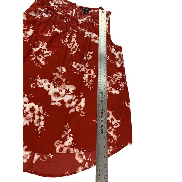 Simply Vera Vera Wang Sleeveless Floral Print Red Blouse Ruffle Neck Size PS - Picture 7 of 10